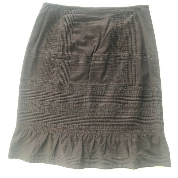 INC Chocolate Brown Eyelet Skirt Size 2 - Picture 2 of 6